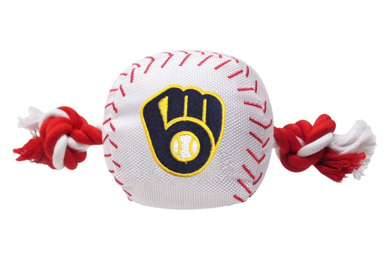 Milwaukee Brewers Baseball Toy - Nylon w/rope Pets First