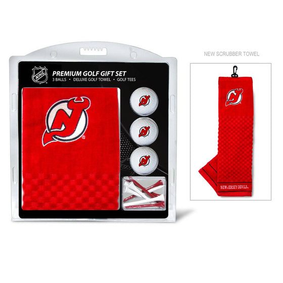 New Jersey Devils Embroidered Golf Towel, 3 Golf Ball, And Golf Tee Set - 757 Sports Collectibles