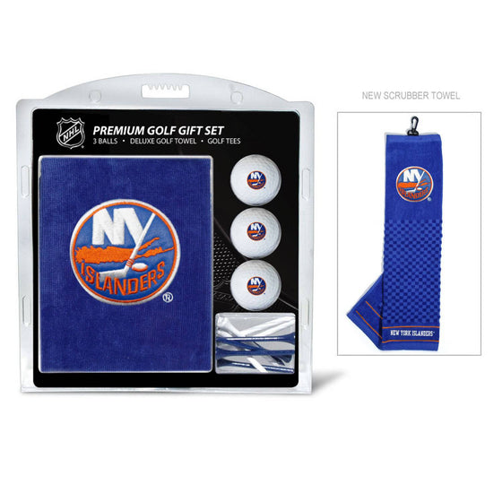 New York Islanders Embroidered Golf Towel, 3 Golf Ball, And Golf Tee Set - 757 Sports Collectibles