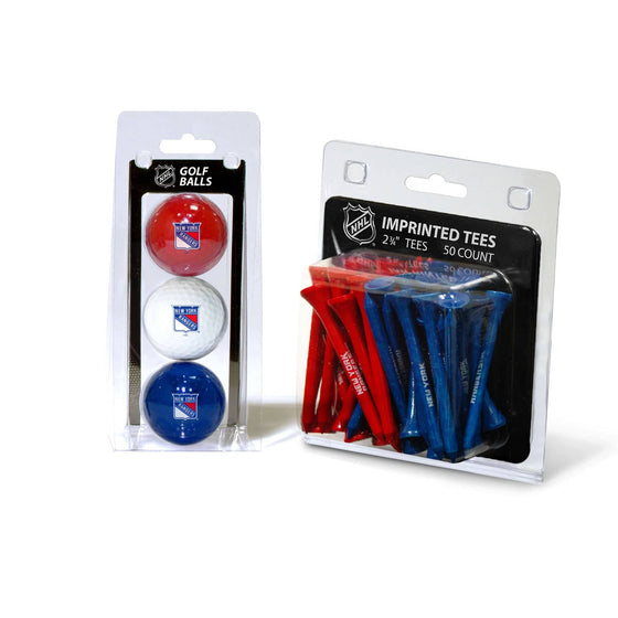 New York Rangers 3 Golf Balls And 50 Golf Tees - 757 Sports Collectibles
