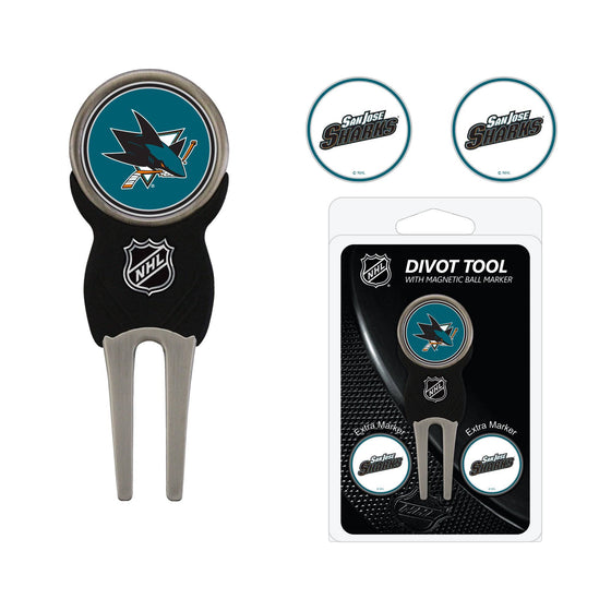 San Jose Sharks Divot Tool Pack With 3 Golf Ball Markers - 757 Sports Collectibles