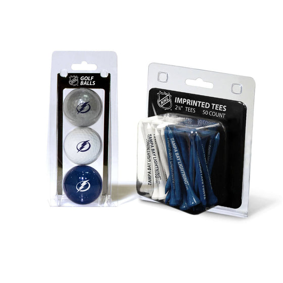 Tampa Bay Lightning 3 Golf Balls And 50 Golf Tees - 757 Sports Collectibles