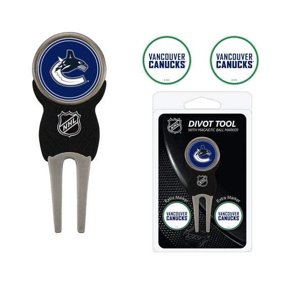 Vancouver Canucks Divot Tool Pack With 3 Golf Ball Markers - 757 Sports Collectibles