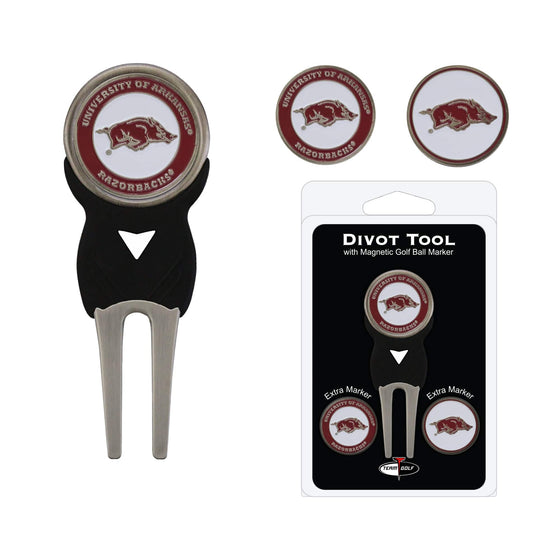 Arkansas Razorbacks Divot Tool Pack With 3 Golf Ball Markers - 757 Sports Collectibles
