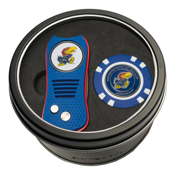 Kansas Jayhawks Tin Set - Switchfix, Golf Chip - 757 Sports Collectibles