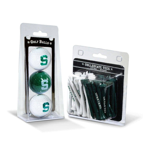 Michigan State Spartans 3 Golf Balls And 50 Golf Tees - 757 Sports Collectibles