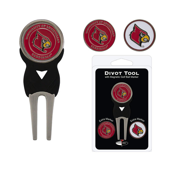 Louisville Cardinals Divot Tool Pack With 3 Golf Ball Markers - 757 Sports Collectibles