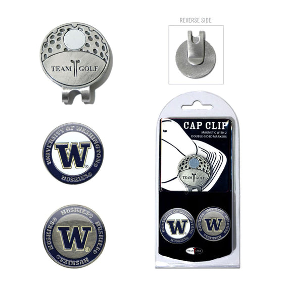 Washington Huskies Cap Clip With 2 Golf Ball Markers - 757 Sports Collectibles