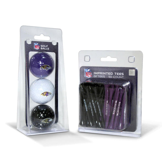 Baltimore Ravens 3 Golf Balls And 50 Golf Tees - 757 Sports Collectibles
