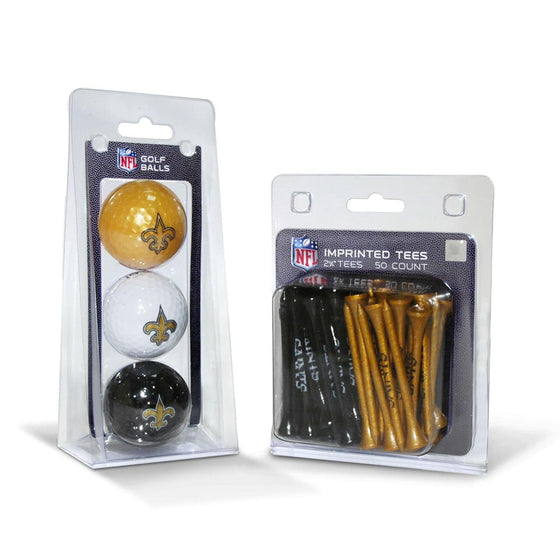 New Orleans Saints 3 Golf Balls And 50 Golf Tees - 757 Sports Collectibles