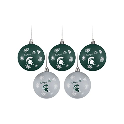 FOCO Michigan State Spartans NCAA 5 Pack Shatterproof Ball Ornament Set - 757 Sports Collectibles