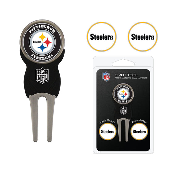 Pittsburgh Steelers Divot Tool Pack With 3 Golf Ball Markers - 757 Sports Collectibles