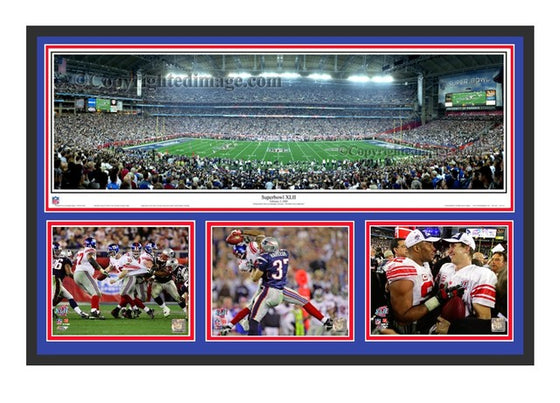 New York Giants v New England Patriots Super Bowl 42 XLIII Game Winning Play Panorama 13.5x40 Photo - Super Deluxe Frame