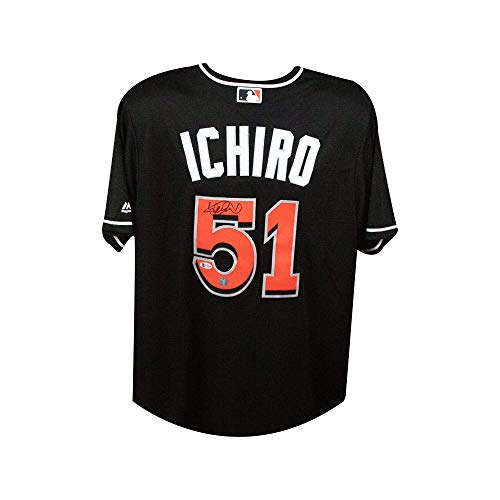 Ichiro Suzuki Autographed Miami Marlins Majestic Black Baseball Jersey - BAS COA - 757 Sports Collectibles
