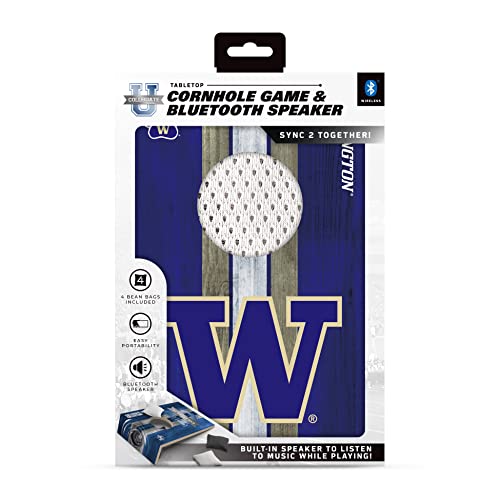 SOAR NCAA Tabletop Cornhole Game and Bluetooth Speaker, Washington Huskies - 757 Sports Collectibles