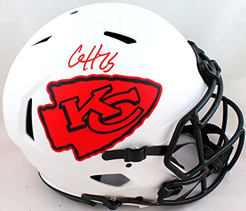 Clyde Edwards-Helaire Autographed KC Chiefs Authentic Lunar F/S Helmet- Beckett W Red - 757 Sports Collectibles