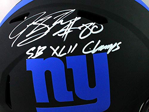 Jeremy Shockey Autographed NY Giants F/S Eclipse Helmet w/SB Champs -Beckett Witness White - 757 Sports Collectibles