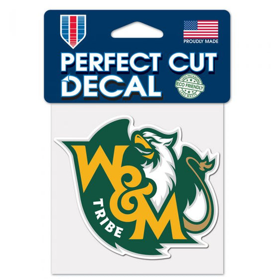 WILLIAM & MARY TRIBE PERFECT CUT COLOR DECAL 4" X 4"