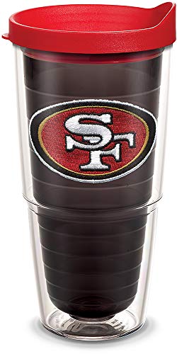 Tervis Made in USA Double Walled NFL San Francisco 49ers Insulated Tumbler Cup Keeps Drinks Cold & Hot, 24oz, Primary Logo - Quartz Inner - 757 Sports Collectibles