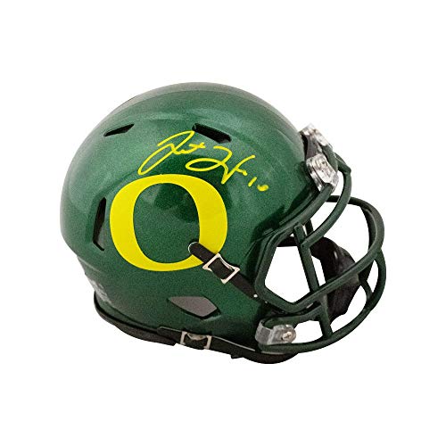 Justin Herbert Autographed Oregon Ducks Green Speed Mini Football Helmet - BAS COA - 757 Sports Collectibles
