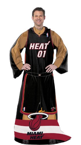 NORTHWEST NBA Miami Heat Full Body "Player" Comfy Throw Blanket with Sleeves, 48" x 71", Team Colors - 757 Sports Collectibles