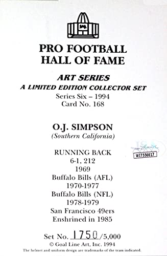 OJ Simpson Autographed Buffalo Bills Goal Line Art Card w/HOF - JSA W Black - 757 Sports Collectibles