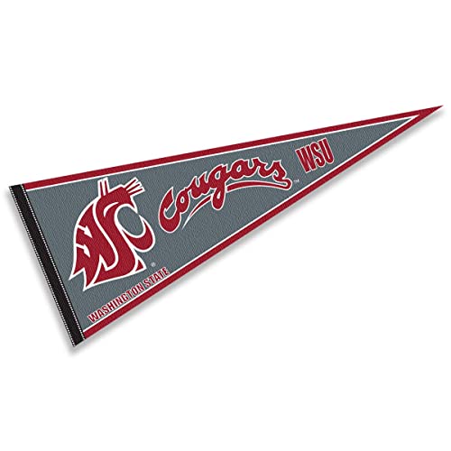 College Flags & Banners Co. Washington State Cougars Gray Pennant - 757 Sports Collectibles
