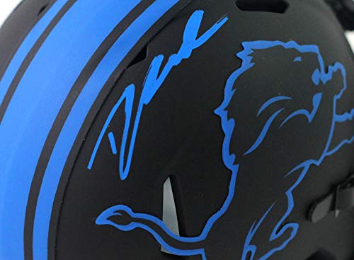 D'Andre Swift Autographed Detroit Lions Eclipse Speed Mini Helmet - Fanatics Auth Blue - 757 Sports Collectibles