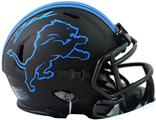 D'Andre Swift Autographed Detroit Lions Eclipse Speed Mini Helmet - Fanatics Auth Blue - 757 Sports Collectibles