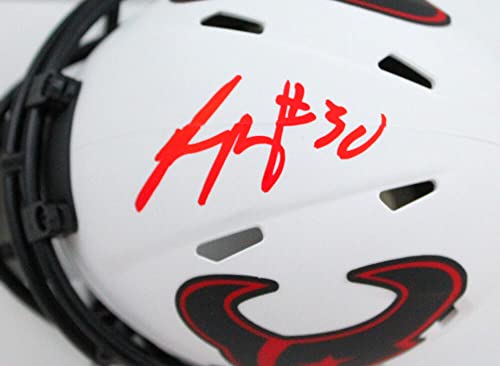 Phillip Lindsay Autographed Houston Texans Lunar Speed Mini Helmet-Beckett W Hologram Red - 757 Sports Collectibles