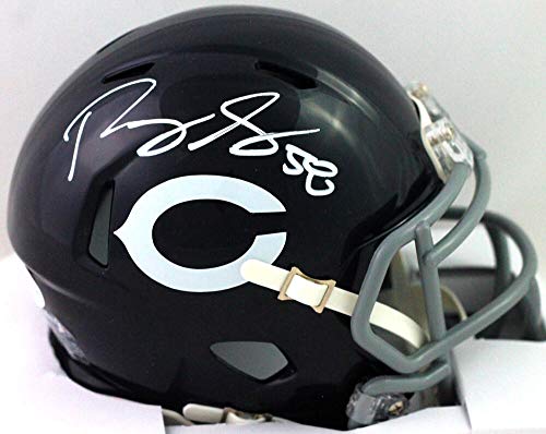 Roquan Smith Autographed Chicago Bears 60s Classic Speed Mini Helmet- Beckett Witness White - 757 Sports Collectibles