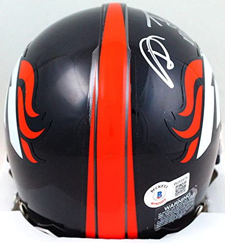 Shannon Sharpe Autographed Denver Broncos Mini Helmet w/HOF- Beckett W Silver - 757 Sports Collectibles