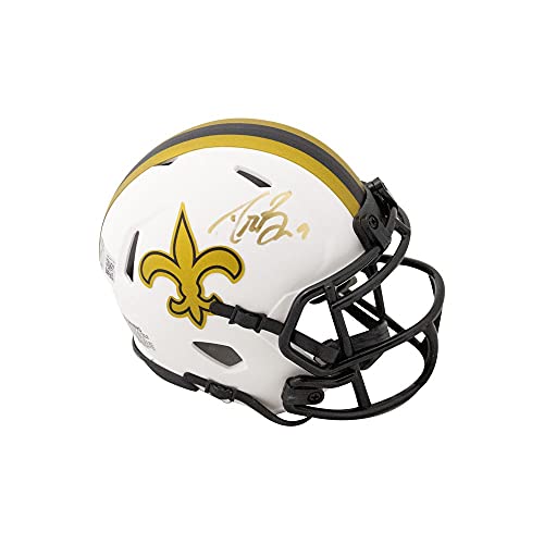 Drew Brees Autographed New Orleans Saints Lunar Eclipse Mini Football Helmet - BAS COA - 757 Sports Collectibles