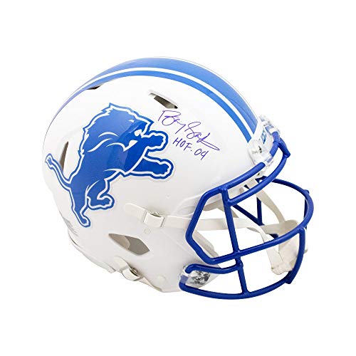 Barry Sanders HOF Autographed Detroit Lions Flat White Authentic Full-Size Football Helmet - BAS COA - 757 Sports Collectibles