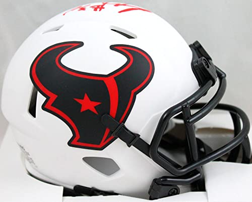 Phillip Lindsay Autographed Houston Texans Lunar Speed Mini Helmet-Beckett W Hologram Red - 757 Sports Collectibles