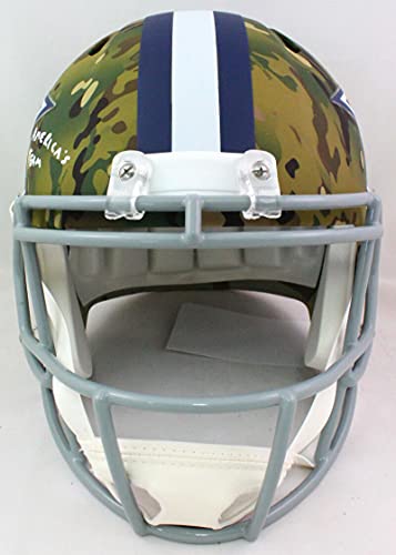 Jason Witten Autographed Dallas Cowboys Camo Speed F/S Helmet w/insc- Beckett W White - 757 Sports Collectibles
