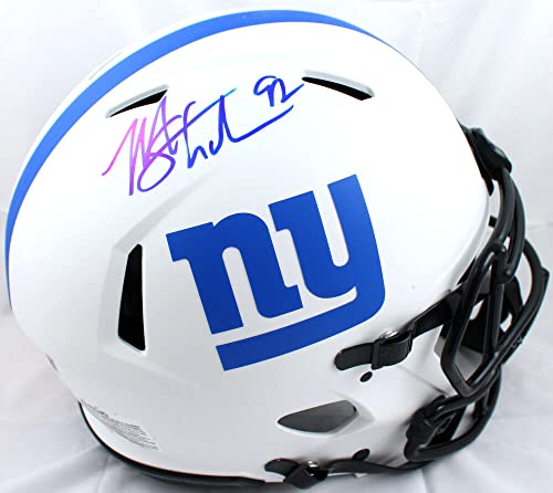 Michael Strahan Autographed NY Giants F/S Lunar Speed Authentic Helmet-Beckett W Hologram Blue - 757 Sports Collectibles