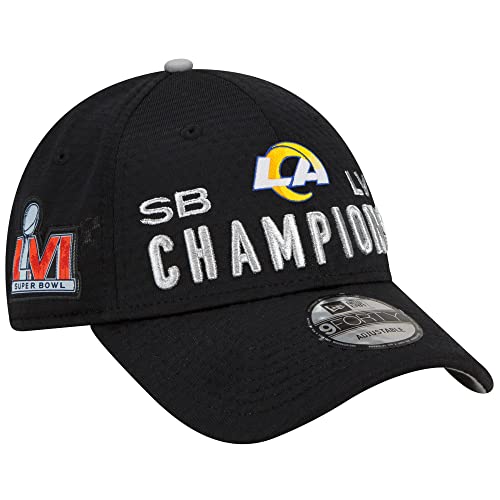 New Era Youth Black Los Angeles Rams Super Bowl LVI Champions Locker Room Trophy Collection 9FORTY Snapback Adjustable Hat - 757 Sports Collectibles