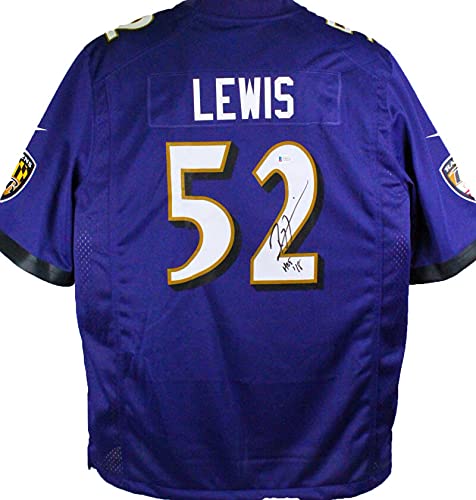 Ray Lewis Autographed Purple Nike Authentic Pro Style Jersey W/HOF- Beckett W Black - 757 Sports Collectibles