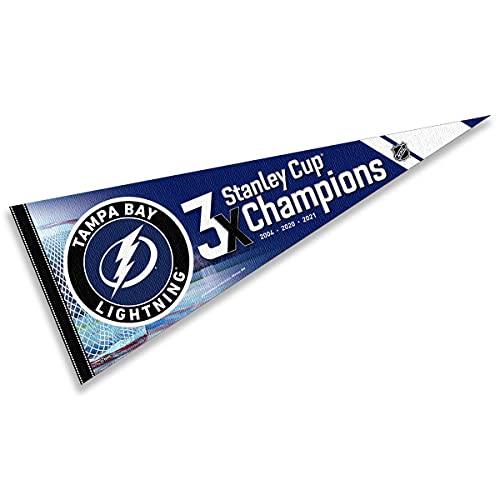 WinCraft Tampa Bay Lightning 3 Time Cup Champions Pennant Banner Flag - 757 Sports Collectibles