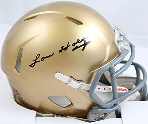 Lou Holtz Autographed Notre Dame Fighting Irish Speed Mini Helmet- JSA W Black - 757 Sports Collectibles