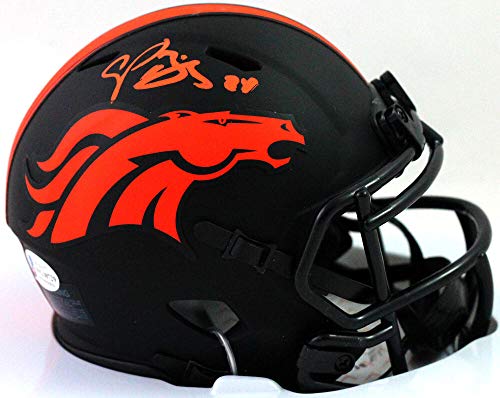 Champ Bailey Autographed Denver Broncos Eclipse Speed Mini Helmet - Beckett W Auth Orange - 757 Sports Collectibles