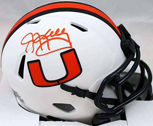 Jim Kelly Signed Miami Hurricanes Lunar Speed Mini Helmet-Beckett W Hologram Orange - 757 Sports Collectibles