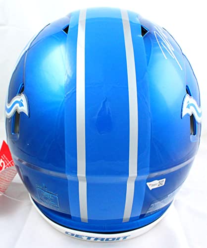 D'Andre Swift Autographed Detroit Lions F/S Flash Speed Authentic Helmet-Fanatics Silver - 757 Sports Collectibles