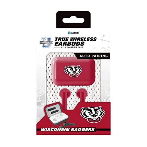 SOAR NCAA True Wireless Earbuds V.4, Wisconsin Badgers - 757 Sports Collectibles