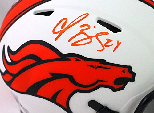 Champ Bailey Autographed Denver Broncos Lunar Speed Mini Helmet-Beckett WOrange - 757 Sports Collectibles