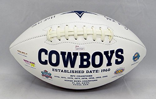 Bob Lilly Autographed Dallas Cowboys Logo Football With HOF 1980- JSA W Auth - 757 Sports Collectibles