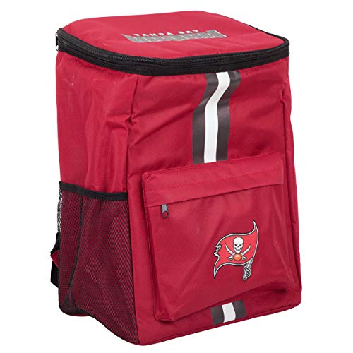FOCO Cooler Backpack – Portable Soft Sided Ice Chest – Insulated Bag Holds 36 Cans (Tampa Bay Buccaneers) - 757 Sports Collectibles