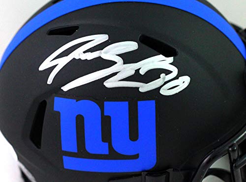 Jeremy Shockey Autographed NY Giants Eclipse Mini Helmet - Beckett Witness Silver - 757 Sports Collectibles