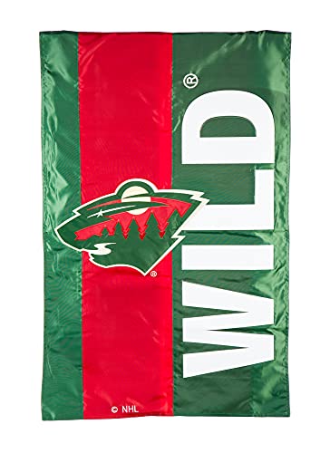 Team Sports America NHL Minnesota Wild Embroidered Logo Applique House Flag, 28 x 44 inches Indoor Outdoor Double Sided Decor for Hockey Fans - 757 Sports Collectibles